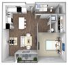 Floor Plan B: 1 Bedroom, 1 Bathroom - 769 SF